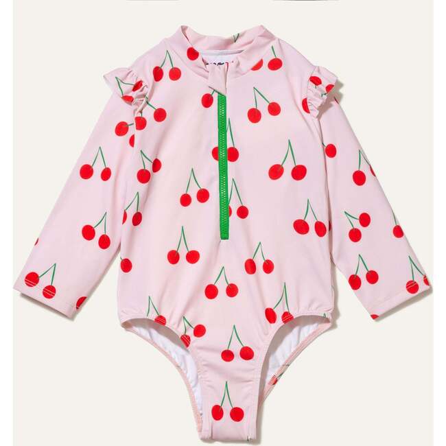 UPF 50+ Recycled Polyester Cherry Baby Zipped Rashguard Onepiece