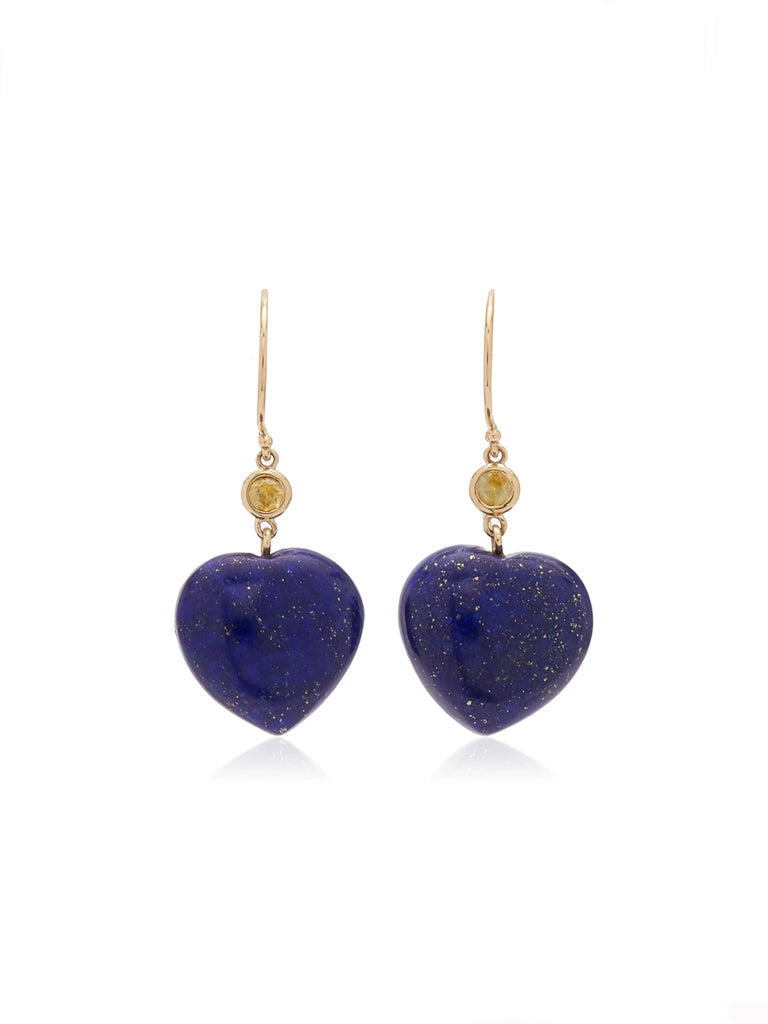 Petits Coeurs Lapis Lazuli u0026 Sapphire Gold Earrings