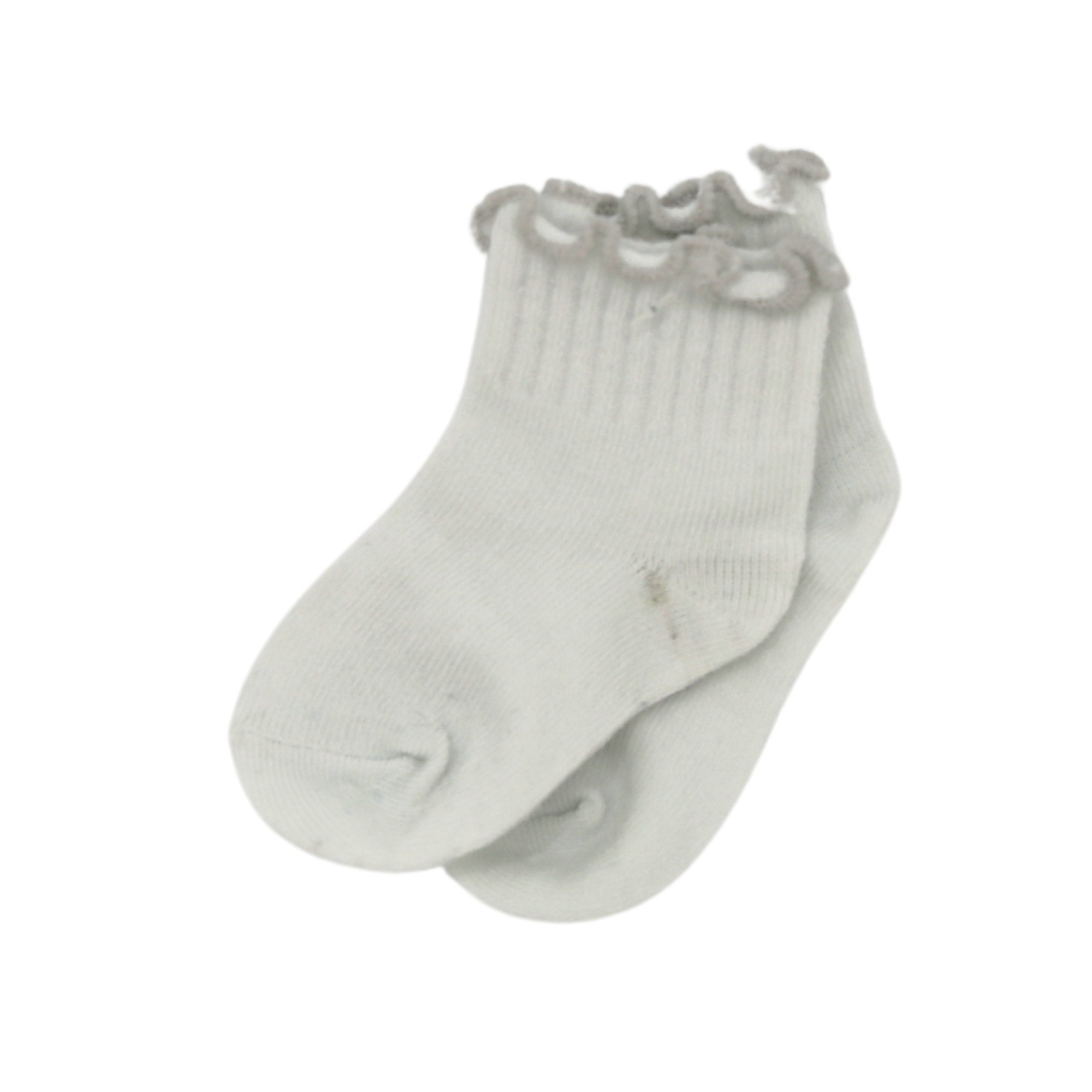 Scalloped Rib Socks – Light Grey