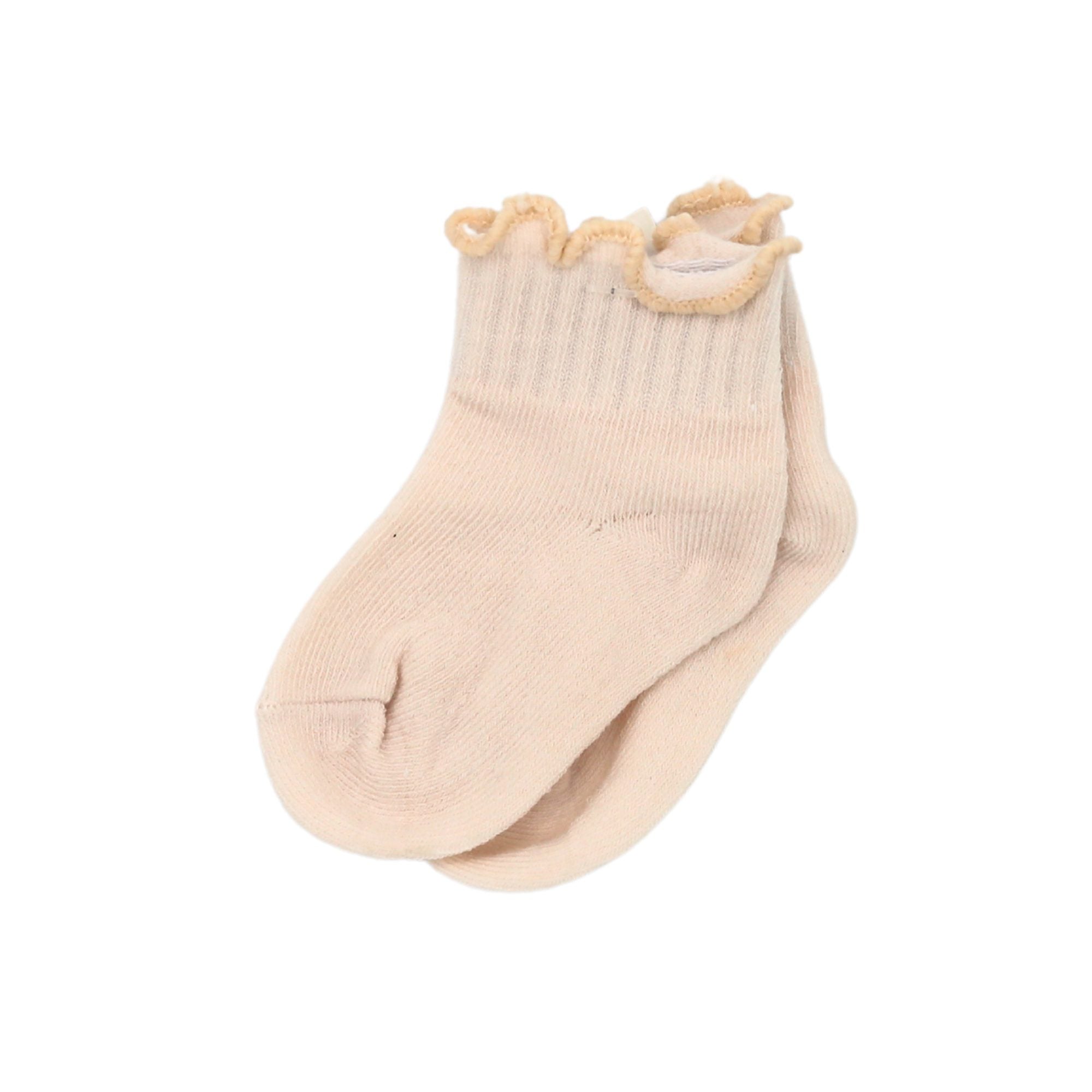 Scalloped Rib Socks – Beige